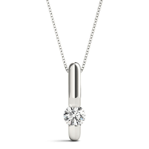 White gold Round Bezel-Set Diamond Pendant