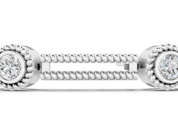 White gold Round Bezel Set Diamond Rope Chain Bracelet