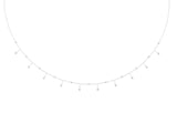 White gold Round Bezel Set Diamond Station Necklace with Cable Chain_1