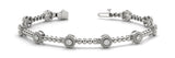 White gold Round Bezel Set Diamond Tennis Bracelet with Beaded Band