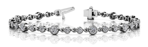 White gold Round Bezel-Set Diamond Tennis Bracelet with Box Clasp