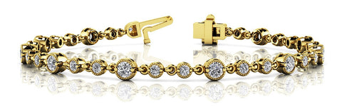 White gold Round Bezel-Set Diamond Tennis Bracelet with Milgrain Detailing 2