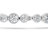 White gold Round Bezel-Set Diamond Tennis Bracelet with Milgrain Detailing_10