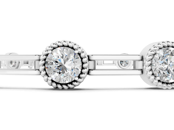 White gold Round Bezel-Set Diamond Tennis Bracelet with Open Link Band