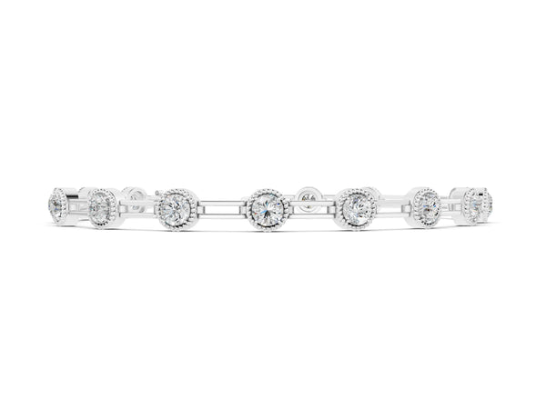 Silver Round Bezel-Set Diamond Tennis Bracelet with Open Link Band