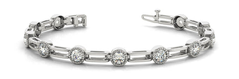 White gold Round Bezel-Set Diamond Tennis Bracelet with Open Link Band
