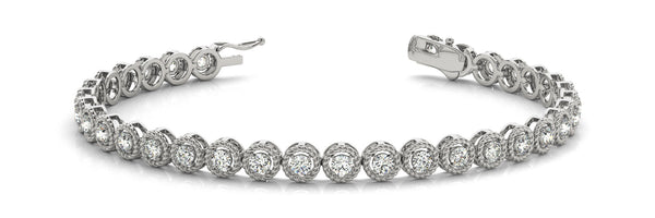 White gold Round Bezel-Set Diamond Tennis Bracelet with Rope Band