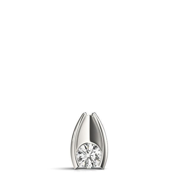 Silver Round Bezel Solitaire Pendant with V-Prong Setting