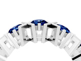 White gold Round Blue Sapphire Channel Set Band with X-Prong Detail_10
