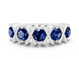 White gold Round Blue Sapphire Channel Set Band with X-Prong Detail_6