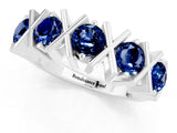 White gold Round Blue Sapphire Channel Set Band with X-Prong Detail_7