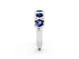 White gold Round Blue Sapphire Channel Set Band with X-Prong Detail_8