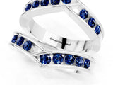 White gold Round Blue Sapphire Channel-Set Chevron Band_7