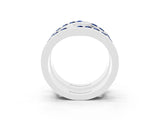 White gold Round Blue Sapphire Channel-Set Chevron Band_9