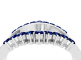 White gold Round Blue Sapphire Chevron Contour Band with Prong Setting_10