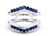 White gold Round Blue Sapphire Chevron Contour Band with Prong Setting_6