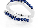 White gold Round Blue Sapphire Chevron Contour Band with Prong Setting_7