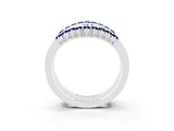 White gold Round Blue Sapphire Chevron Contour Band with Prong Setting_9