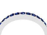 White gold Round Blue Sapphire Curved Wedding Band with Channel Setting_10