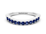 White gold Round Blue Sapphire Curved Wedding Band with Channel Setting_6