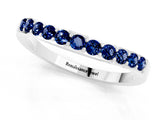 White gold Round Blue Sapphire Curved Wedding Band with Channel Setting_7