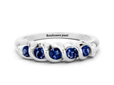 White gold Round Blue Sapphire Eternity Band with Twist Prong Setting_12