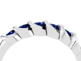 White gold Round Blue Sapphire Eternity Band with Twist Prong Setting_16