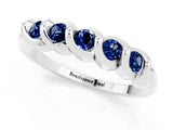 White gold Round Blue Sapphire Eternity Band with Twist Prong Setting_19