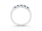 White gold Round Blue Sapphire Eternity Band with Twist Prong Setting_21