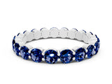 Platinum Round Blue Sapphire Eternity Band with U-Prong Setting