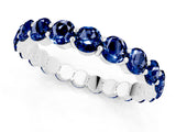 Platinum Round Blue Sapphire Eternity Band with U-Prong Setting