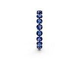 Platinum Round Blue Sapphire Eternity Band with U-Prong Setting
