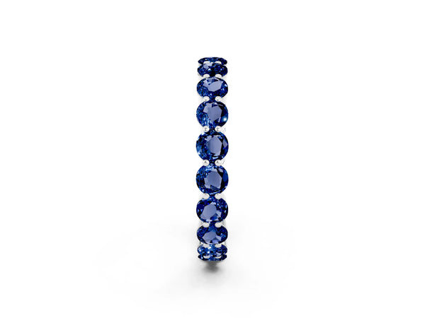 White gold Round Blue Sapphire Eternity Band with U-Prong Setting