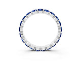 Platinum Round Blue Sapphire Eternity Band with U-Prong Setting