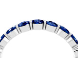 Platinum Round Blue Sapphire Eternity Band with U-Prong Setting