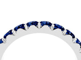 White gold Round Blue Sapphire Half Eternity Band with Classic Prong Setting_10