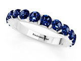 White gold Round Blue Sapphire Half Eternity Band with Classic Prong Setting_7
