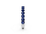 White gold Round Blue Sapphire Half Eternity Band with Classic Prong Setting_8