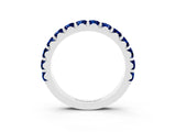 White gold Round Blue Sapphire Half Eternity Band with Classic Prong Setting_9