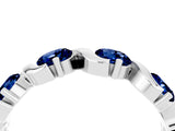 White gold Round Blue Sapphire Half Eternity Band with Wave Prong Setting_10
