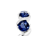 White gold Round Blue Sapphire Half Eternity Band with Wave Prong Setting_11
