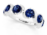 White gold Round Blue Sapphire Half Eternity Band with Wave Prong Setting_7