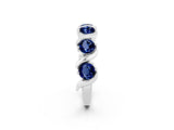 White gold Round Blue Sapphire Half Eternity Band with Wave Prong Setting_8