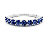 White gold Round Blue Sapphire Half-Eternity Prong-Set Band_6