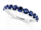 White gold Round Blue Sapphire Half-Eternity Prong-Set Band_7