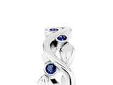White gold Round Blue Sapphire Leaf Eternity Band with Bezel Setting_59