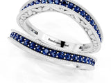 White gold Round Blue Sapphire Milgrain Eternity Band with Channel Setting_19