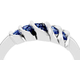 White gold Round Blue Sapphire Multi-Row Crossover Band_10