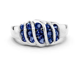 White gold Round Blue Sapphire Multi-Row Crossover Band_6