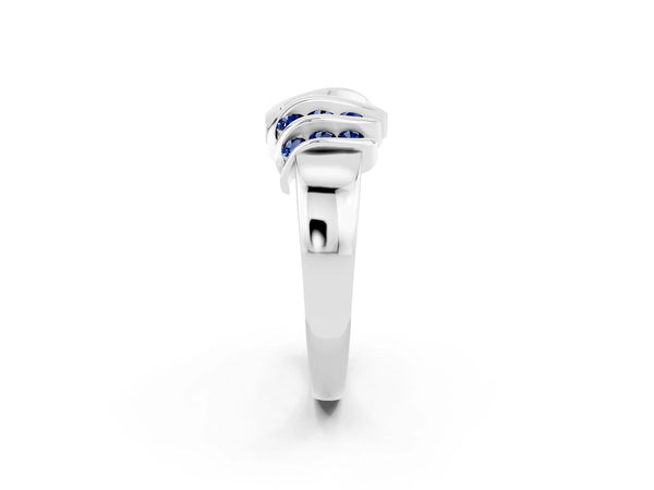 Platinum Round Blue Sapphire Multi-Row Crossover Band